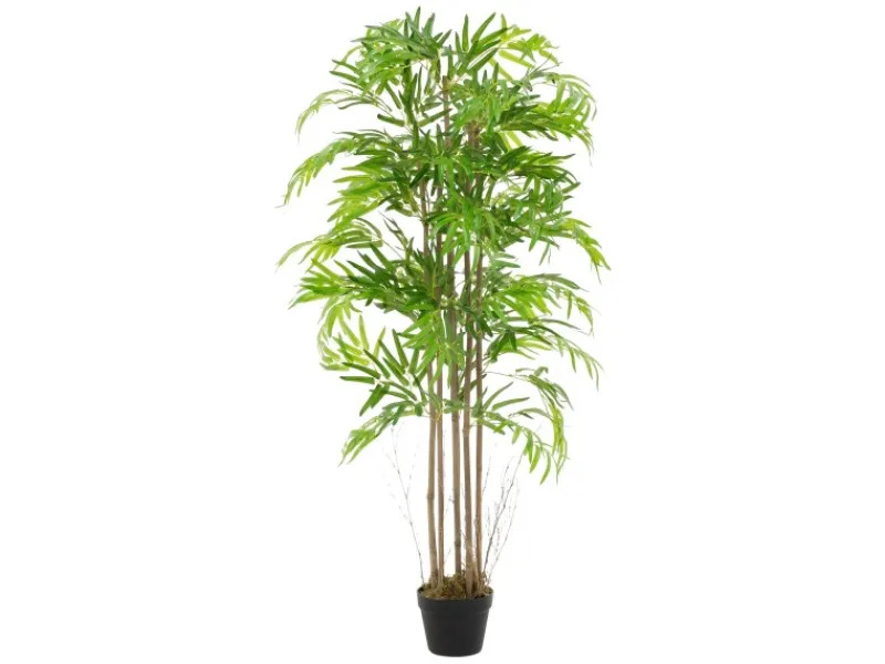 ML-Design Künstlicher Bambus 150cm Groß Kunstpflanze mit Echtholzstamm