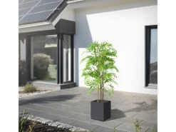 ML-Design Künstlicher Bambus 150cm Groß Kunstpflanze mit Echtholzstamm