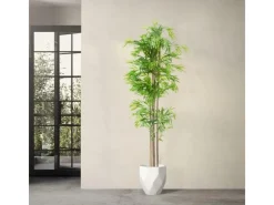 ML-Design Künstlicher Bambus 210cm Groß Kunstpflanze mit Echtholzstamm