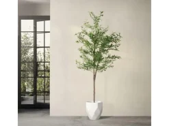 ML-Design Künstlicher Olivenbaum im Topf 210cm Groß mit Naturholzstamm