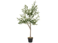 ML-Design Künstlicher Olivenbaum im Topf 120cm Groß mit Naturholzstamm