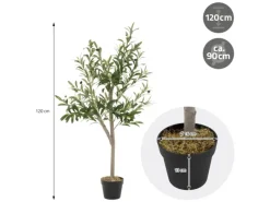 ML-Design Künstlicher Olivenbaum im Topf 120cm Groß mit Naturholzstamm