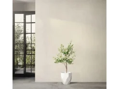 ML-Design Künstlicher Olivenbaum im Topf 120cm Groß mit Naturholzstamm
