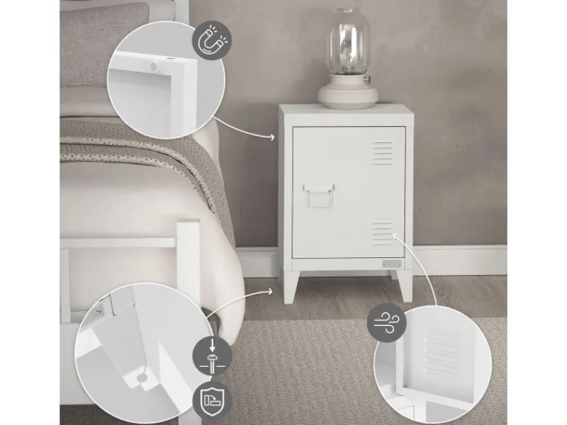 ML-Design Tische^Nachttisch in 40x30x58 cm aus Stahl Industriedesign