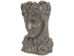 ML-Design Vasen^Pflanztopf Frauenkopf Figur 21x16x32 cm Bronze Kunstharz Innen Außen