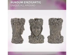 ML-Design Vasen^Pflanztopf Frauenkopf Figur 21x16x32 cm Bronze Kunstharz Innen Außen