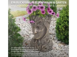 ML-Design Vasen^Pflanztopf Frauenkopf Figur 21x16x32 cm Bronze Kunstharz Innen Außen