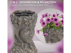 ML-Design Vasen^Pflanztopf Frauenkopf Figur 21x16x32 cm Bronze Kunstharz Innen Außen