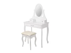 ML-Design Hocker^Schminktisch Weiß mit Spiegel Hocker 3 Schubladen 75x140x40 cm aus MDF