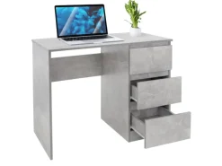 ML-Design Schreibtisch mit 3 Schubladen 90x76x50cm Arbeitstisch Beton-Optik