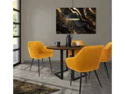 ML-Design Set 2 Esszimmerstühle mit Armlehne und Rückenlehne Senfgelb Samtbezug