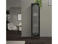 ML-Design Vitrinenschrank 42x175x40 cm Schwarz Schmale Vitrine Stahl