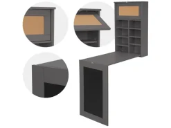 ML-Design Wandtisch Klappbar Schreibtisch mit Tafel 8 Fächern und Pinnwand