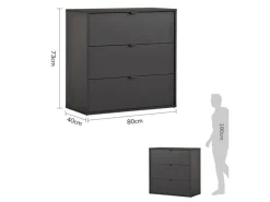 mokebo Kommode mit 3 Schubladen in Anthrazit Die Stilvolle Highboard Anrichte oder Sideboard
