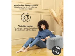 mokebo Hocker^Pouf oder Sitzhocker aus Cord Der Faule Lenz Fußhocker in mit EPS-Perlen Füllung