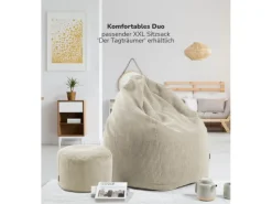 mokebo Hocker^Pouf oder Sitzhocker aus Cord Der Faule Lenz Fußhocker in mit EPS-Perlen Füllung