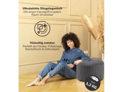 mokebo Kissen|Hocker^Pouf oder Sitzhocker aus Cord Der Faule Lenz Fußhocker in mit EPS-Perlen Füllung