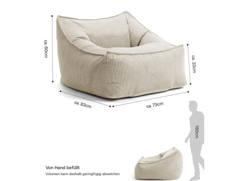 mokebo Sessel^Sitzsack Sessel aus Cord Der Lümmel XXL Sitzsack Cord Sessel oder Sitz Sessel in