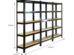 Monstershop 3 x Monster Racking T-Rax 75cm Lagerregal Schwarz mit Gratis Gummihammer