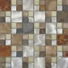 Mosaik^Mosaik Glas & Aluminium Silver Slate Beige Grey 30 cm x 30 cm