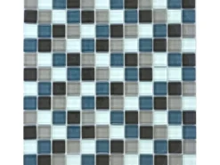 Mosaikmatte Glas Grau Blau Weiß Mix 30 cm x 30 cm