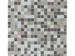 Mosaik^Mosaikmatte Glas Stein Beige Quarzit 30 cm x 30 cm