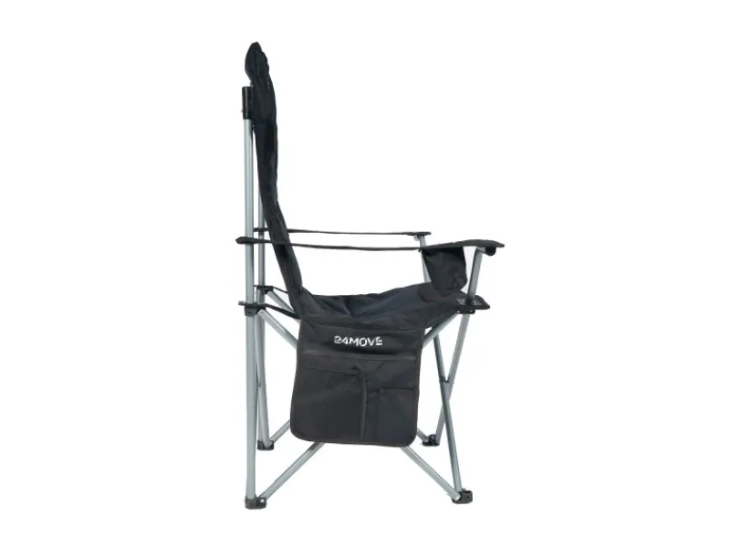 24Move Stühle^Campingstuhl faltbar Klappstuhl gepolstert inkl. Tragetasche - 150kg - schwarz