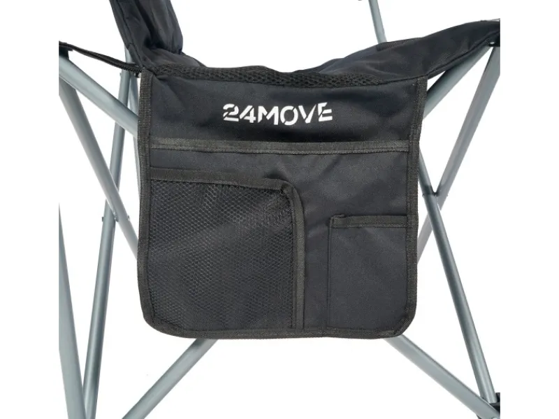 24Move Stühle^Campingstuhl faltbar Klappstuhl gepolstert inkl. Tragetasche - 150kg - schwarz