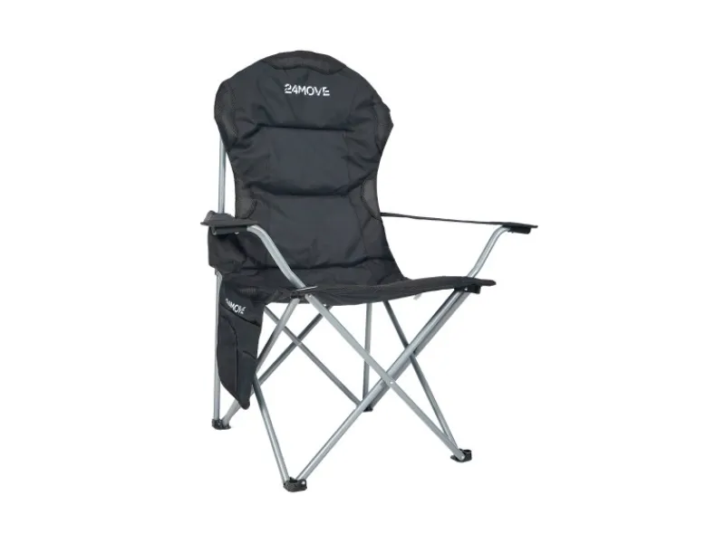 24Move Stühle^Campingstuhl faltbar Klappstuhl gepolstert inkl. Tragetasche - 150kg - schwarz