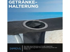 24Move Stühle^Campingstuhl faltbar Klappstuhl gepolstert inkl. Tragetasche - 150kg - schwarz