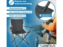 24Move Campingstuhl Faltstuhl Grün Mit Getraenkehalter Tragetasche Outdoor Faltbar Max 100Kg Anglerstuhl Polyester
