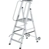 MUNK Aluminium-Stehleiter mit Rollen und Griff 4 Stufen