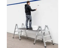 MUNK Klapptritt Beidseitig Begehbar Alu Natur 4 Stufen 2,99m AH