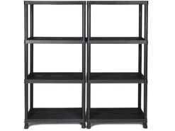 Ondis24 Kellerregale|Regale Schwarz^Kunststoffregal Steckregal 60 x 30 cm Doppelpack