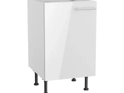 Optifit Weißlacke^Küchen-Spülenunterschrank Rurik986 50 cm x 87 cm x 58,4 cm Weiß