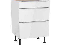 Optifit Küchen-Unterschrank mit 3 Auszügen Arvid986 60 cm x 87 cm x 58,4 cm Weiß