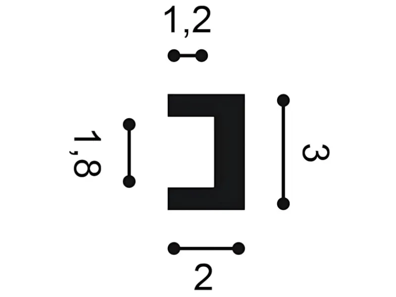 ORAC DECOR CX190 AXXENT U-PROFILE Eckleiste für Indirekte Beleuchtung 2 m 200 cm x 3,0 cm x 2,0 cm Weiß