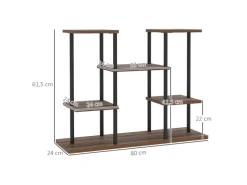 Outsunny Blumenständer Stahl Tannenholz Verkohlt 80L x 24B x 61,5H cm
