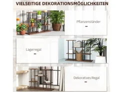 Outsunny Blumenständer Stahl Tannenholz Verkohlt 80L x 24B x 61,5H cm
