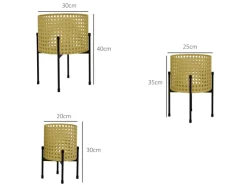 Outsunny Blumenständer-Set Stahl Gold Ø30 x 40H cm
