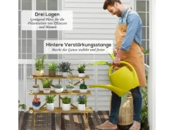 Outsunny Pflanzenregal Tannenholz Verkohlt L120 x B80 x H80cm