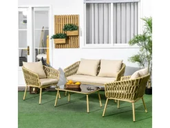 Outsunny Kissen^4 Tlg. Gartenmöbel-Set mit Kissen für Garten Terrasse