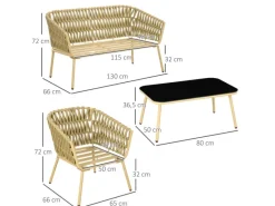 Outsunny Kissen^4 Tlg. Gartenmöbel-Set mit Kissen für Garten Terrasse