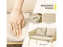 Outsunny Kissen^4 Tlg. Gartenmöbel-Set mit Kissen für Garten Terrasse