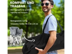 Outsunny Stühle^Campingstuhl Metall Oxfordstoff Grau 120L x 57B x 95H cm