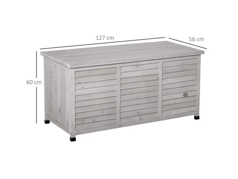 Outsunny Sitzbänke^Gartenbox Wetterbeständig 127 x 56 x 60 cm Grau