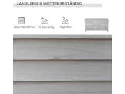 Outsunny Sitzbänke^Gartenbox Wetterbeständig 127 x 56 x 60 cm Grau