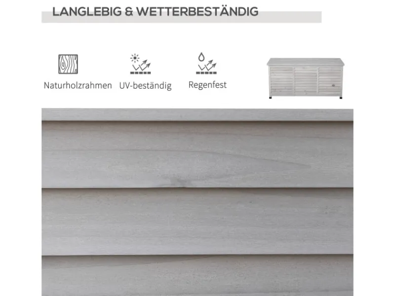 Outsunny Sitzbänke^Gartenbox Wetterbeständig 127 x 56 x 60 cm Grau