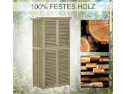 Outsunny Gartenschrank mit Asphaltdach 4 Fächer 87 x 46,5 x 160 cm