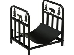 Outsunny Regale Schwarz^Kaminholzregal Brennholzregal mit Griffe Metall Schwarz